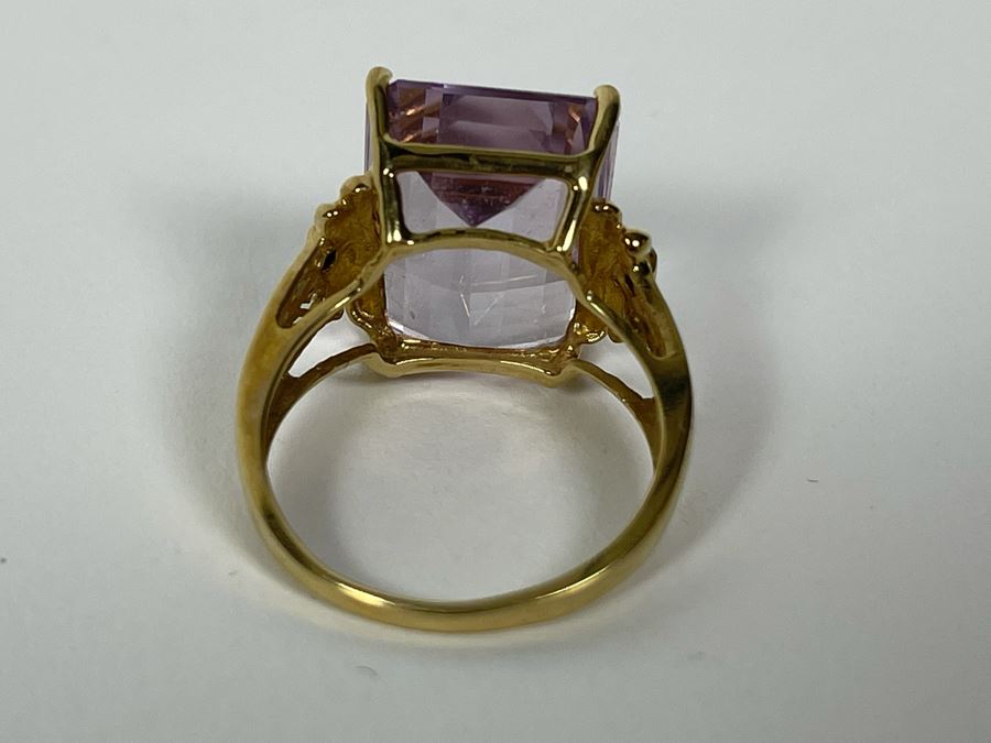 10K Gold Amethyst Diamond Ring Size 7.25 5g [Photo 18]