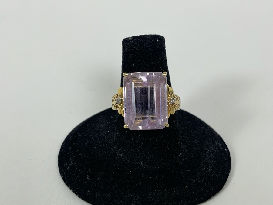 10K Gold Amethyst Diamond Ring Size 7.25 5g [Photo 6]