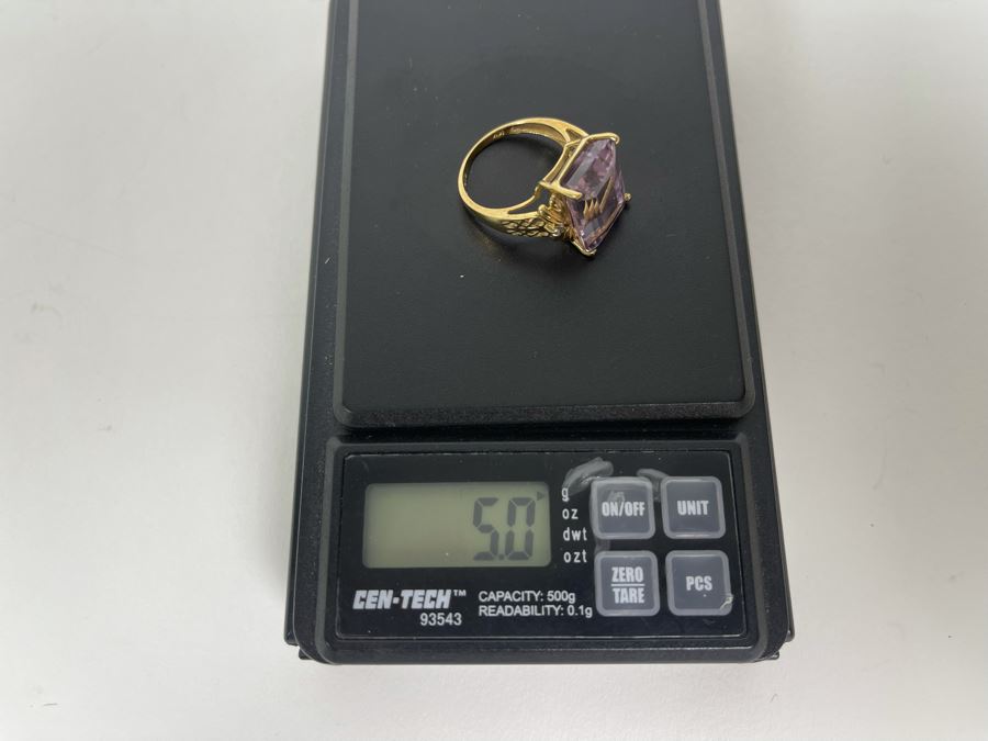 10K Gold Amethyst Diamond Ring Size 7.25 5g [Photo 20]