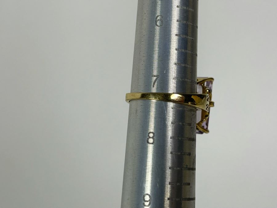 10K Gold Amethyst Diamond Ring Size 7.25 5g [Photo 21]