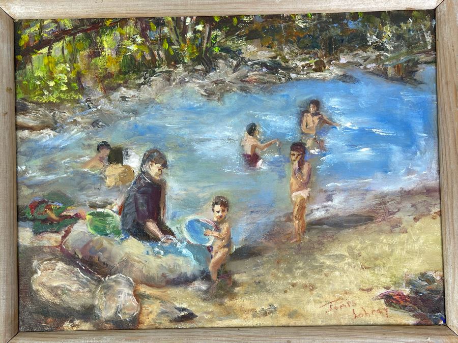 Original Joan Lohrey Abstract Oil Painting On Canvas Titled 'River' From The San Clemente Arts & Crafts Club 16 X 12 Retails $600 [Photo 3]