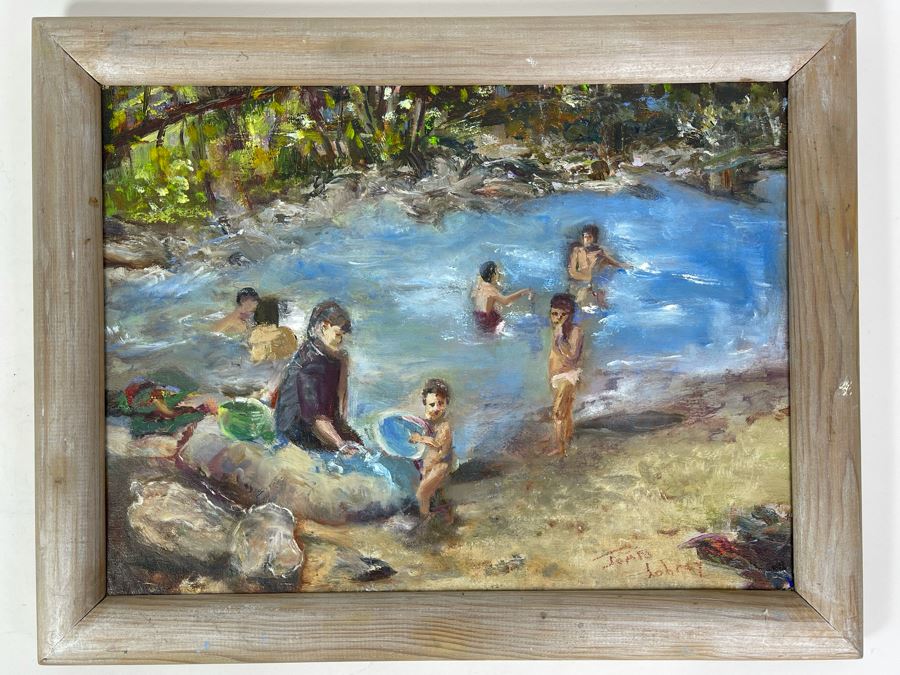 Original Joan Lohrey Abstract Oil Painting On Canvas Titled 'River' From The San Clemente Arts & Crafts Club 16 X 12 Retails $600 [Photo 2]