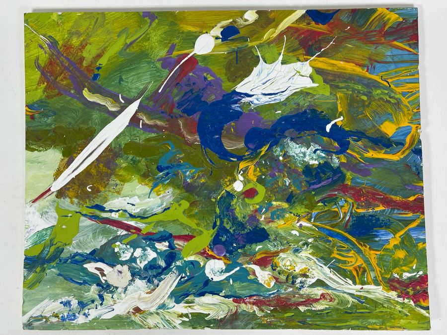 Original Joan Lohrey Abstract Painting On Foam Board 20 X 16