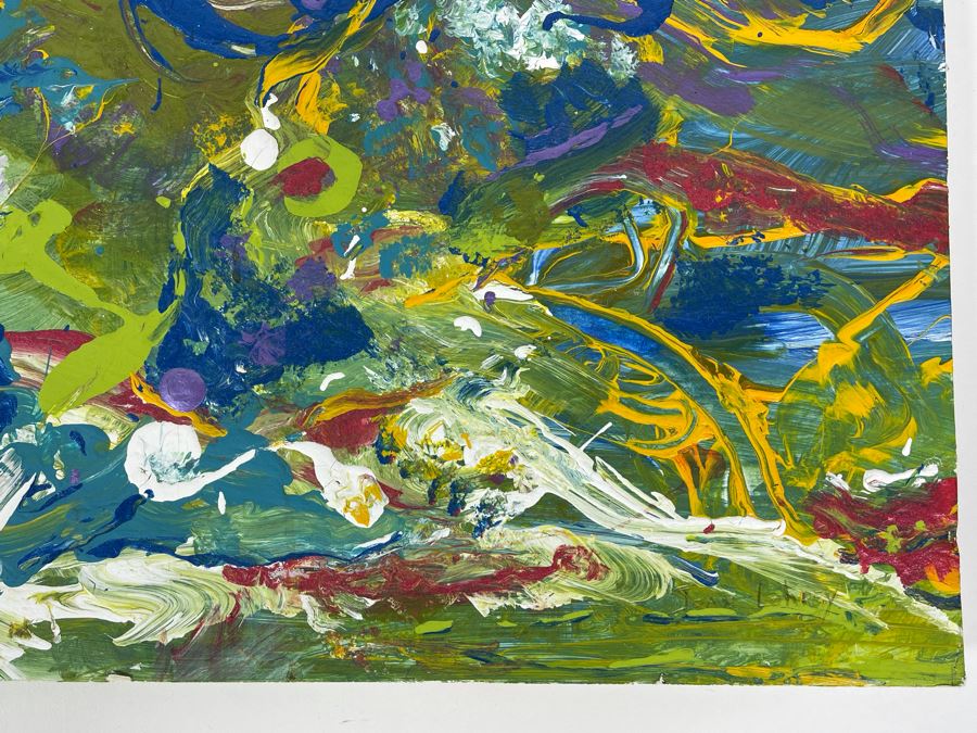 Original Joan Lohrey Abstract Painting On Foam Board 20 X 16 [Photo 6]