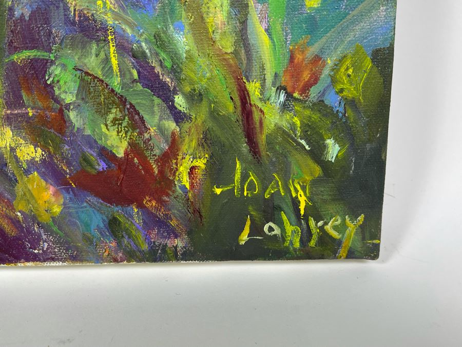 Original Joan Lohrey Abstract Expressionist Floral Painting On Canvas 16 X 20 [Photo 8]