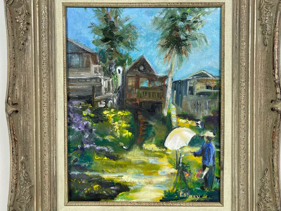 Original Joan Lohrey Abstract Expressionist Framed Plein Air Painting On Canvas 11 X 14 [Photo 2]