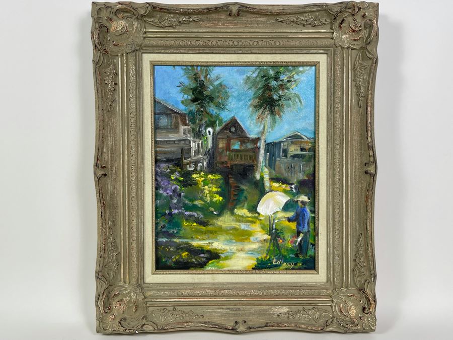 Original Joan Lohrey Abstract Expressionist Framed Plein Air Painting On Canvas 11 X 14 [Photo 3]