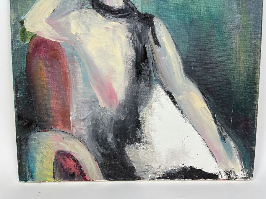 Original Unsigned Joan Lohrey Abstract Expressionist Painting Of Woman On Canvas 16 X 20 [Photo 5]