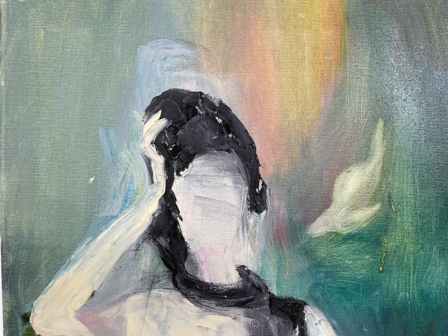 Original Unsigned Joan Lohrey Abstract Expressionist Painting Of Woman On Canvas 16 X 20 [Photo 6]