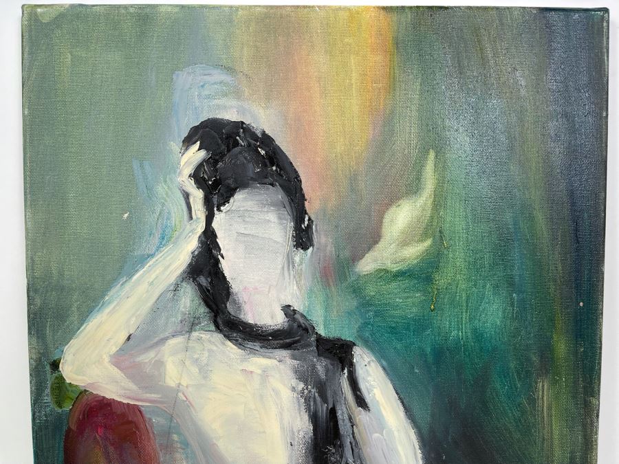 Original Unsigned Joan Lohrey Abstract Expressionist Painting Of Woman On Canvas 16 X 20 [Photo 3]