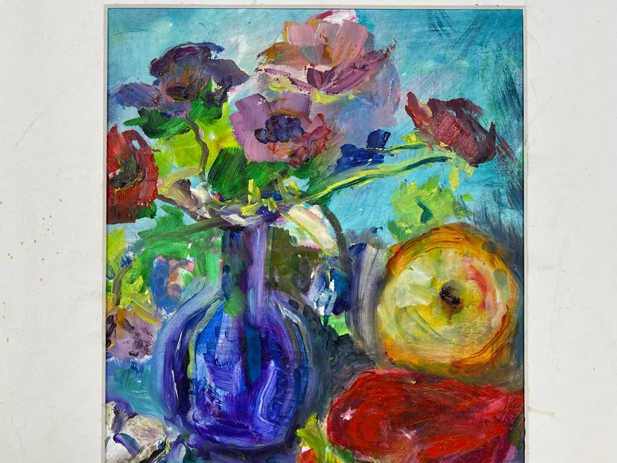 Original Joan Lohrey Abstract Expressionist Still Life Painting On Foam Board 8.5 X 11 [Photo 4]