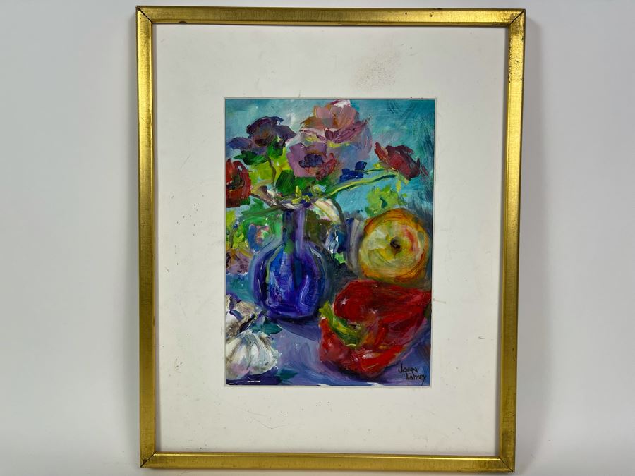 Original Joan Lohrey Abstract Expressionist Still Life Painting On Foam Board 8.5 X 11 [Photo 3]