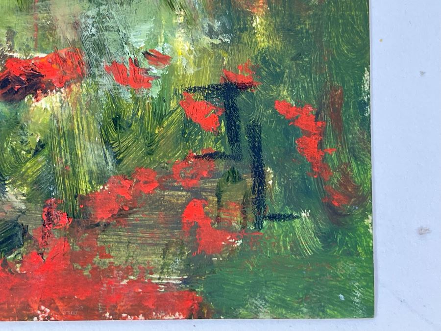 Original Joan Lohrey Abstract Expressionist Framed Plein Air Painting On Paper Signed JL 12 X 9.5 [Photo 7]