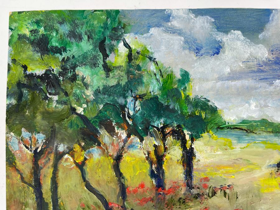 Original Joan Lohrey Abstract Expressionist Framed Plein Air Painting On Paper Signed JL 12 X 9.5 [Photo 4]