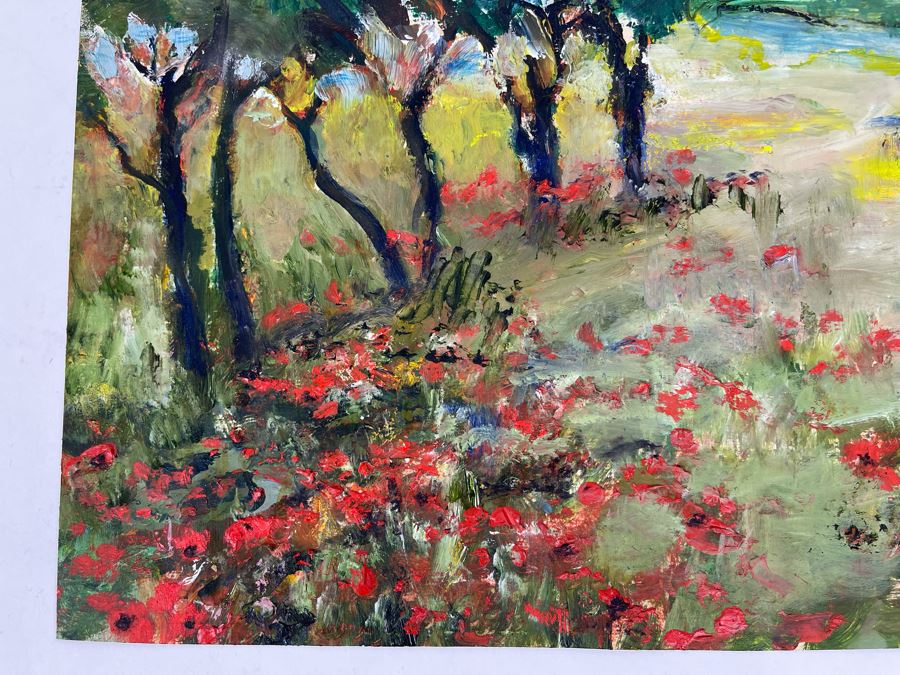 Original Joan Lohrey Abstract Expressionist Framed Plein Air Painting On Paper Signed JL 12 X 9.5 [Photo 5]