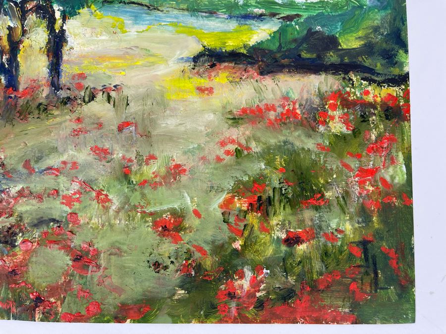 Original Joan Lohrey Abstract Expressionist Framed Plein Air Painting On Paper Signed JL 12 X 9.5 [Photo 6]