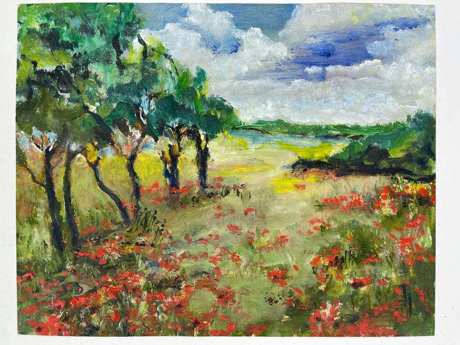 Original Joan Lohrey Abstract Expressionist Framed Plein Air Painting On Paper Signed JL 12 X 9.5 [Photo 2]