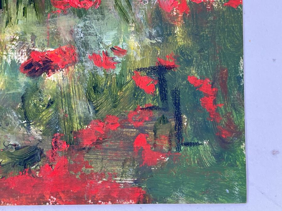Original Joan Lohrey Abstract Expressionist Framed Plein Air Painting On Paper Signed JL 12 X 9.5 [Photo 8]