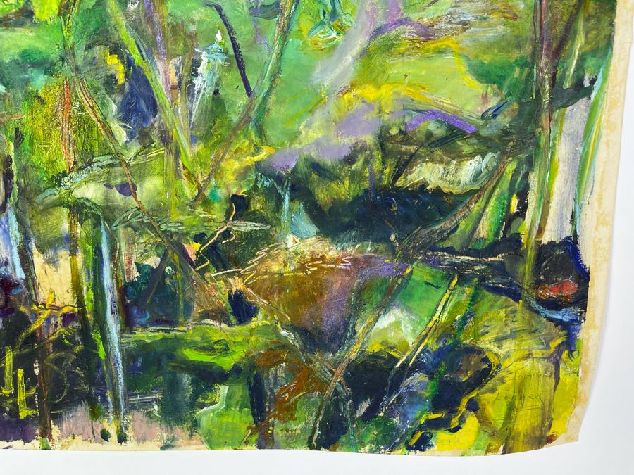 Original Joan Lohrey Abstract Expressionist Framed Plein Air Painting On Paper Signed JL 18 X 24 [Photo 6]