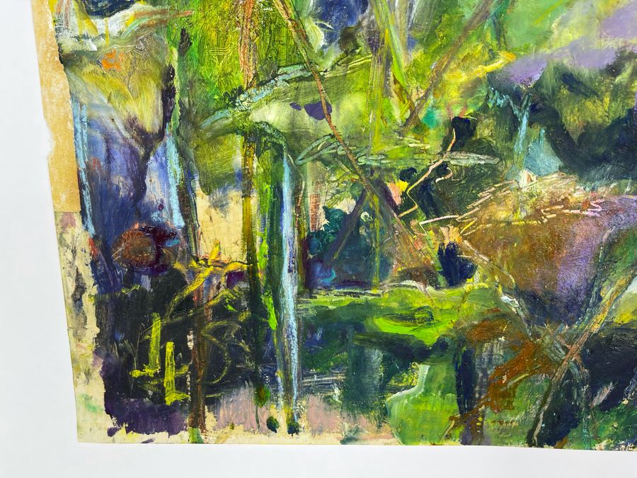 Original Joan Lohrey Abstract Expressionist Framed Plein Air Painting On Paper Signed JL 18 X 24 [Photo 8]