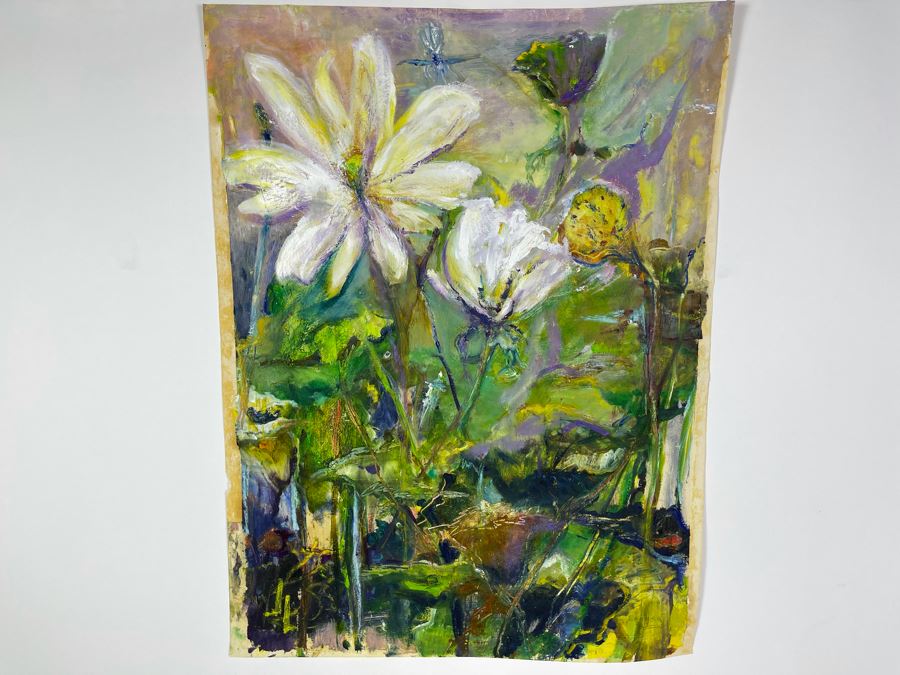 Original Joan Lohrey Abstract Expressionist Framed Plein Air Painting On Paper Signed JL 18 X 24 [Photo 3]