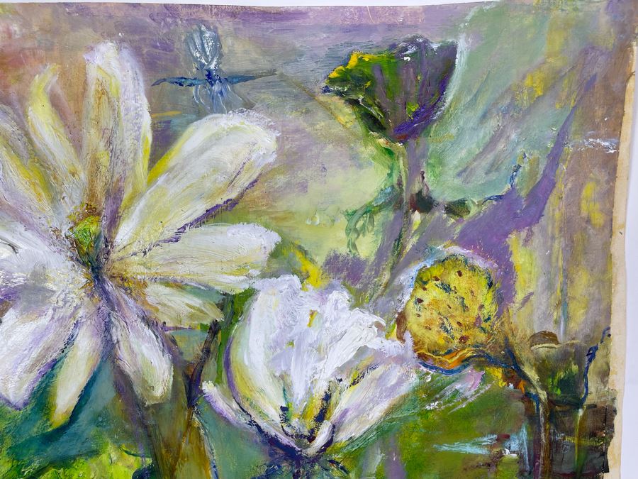 Original Joan Lohrey Abstract Expressionist Framed Plein Air Painting On Paper Signed JL 18 X 24 [Photo 5]