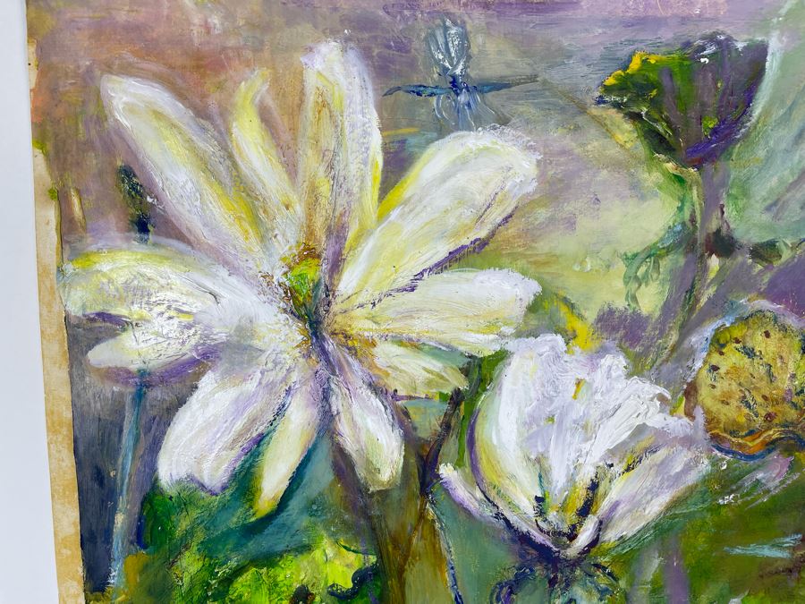 Original Joan Lohrey Abstract Expressionist Framed Plein Air Painting On Paper Signed JL 18 X 24 [Photo 4]