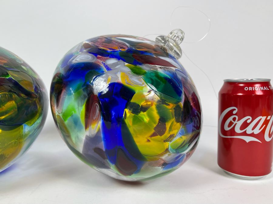 Pair Of Large Stained Glass Ornaments 8W X 9H [Photo 7]