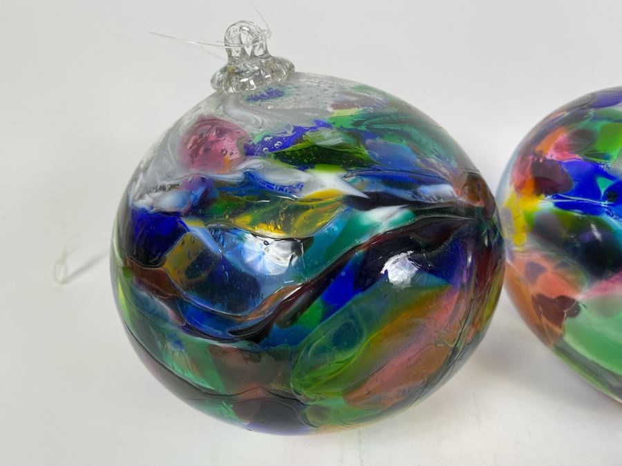Pair Of Large Stained Glass Ornaments 8W X 9H [Photo 5]