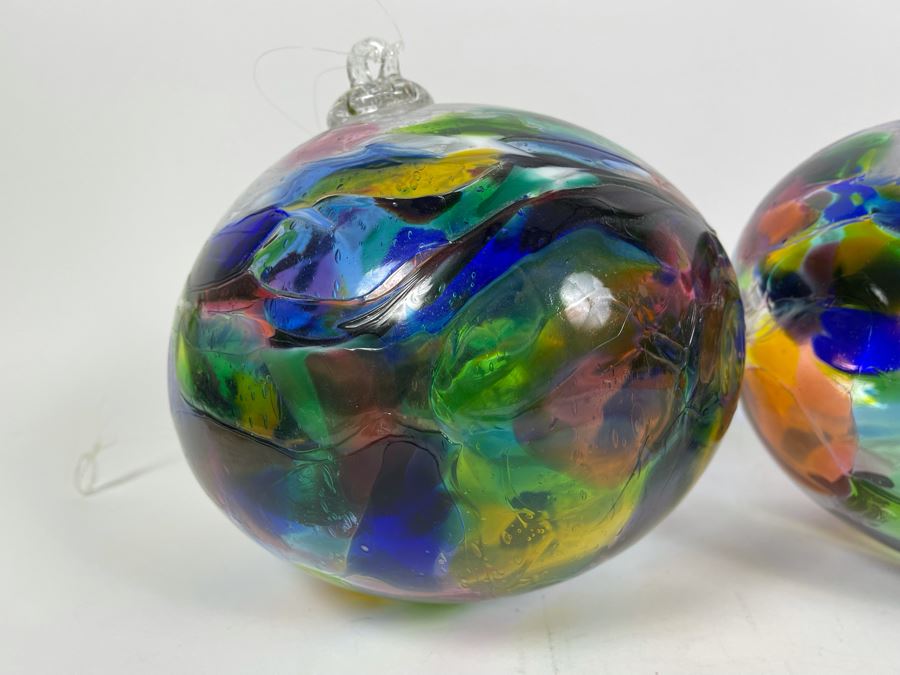Pair Of Large Stained Glass Ornaments 8W X 9H [Photo 6]