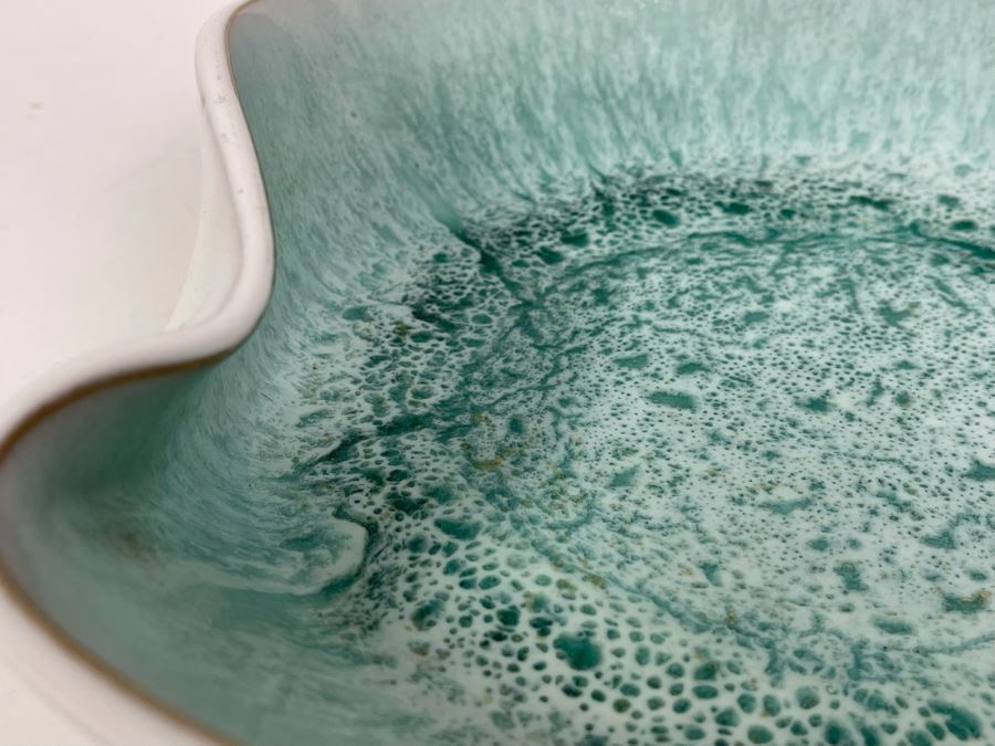 Signed Asian Art Pottery Bowl Wave Design 10.5W X 10D X 3H [Photo 7]