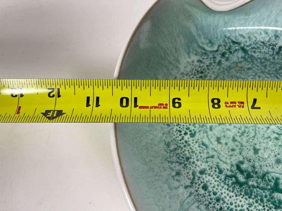 Signed Asian Art Pottery Bowl Wave Design 10.5W X 10D X 3H [Photo 14]