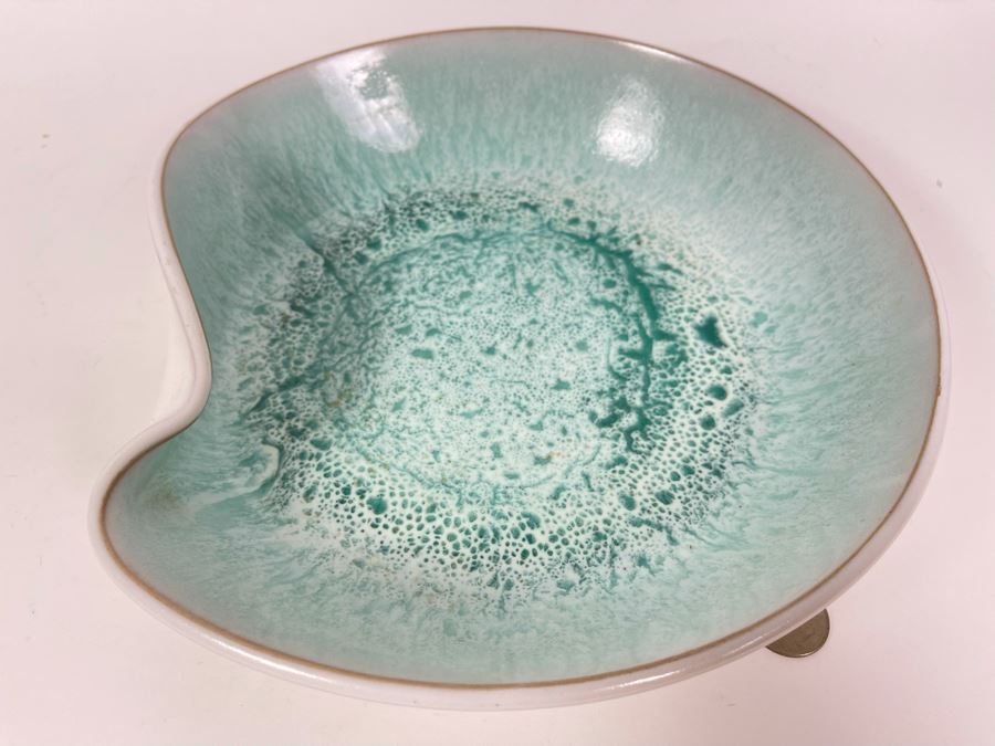 Signed Asian Art Pottery Bowl Wave Design 10.5W X 10D X 3H [Photo 5]