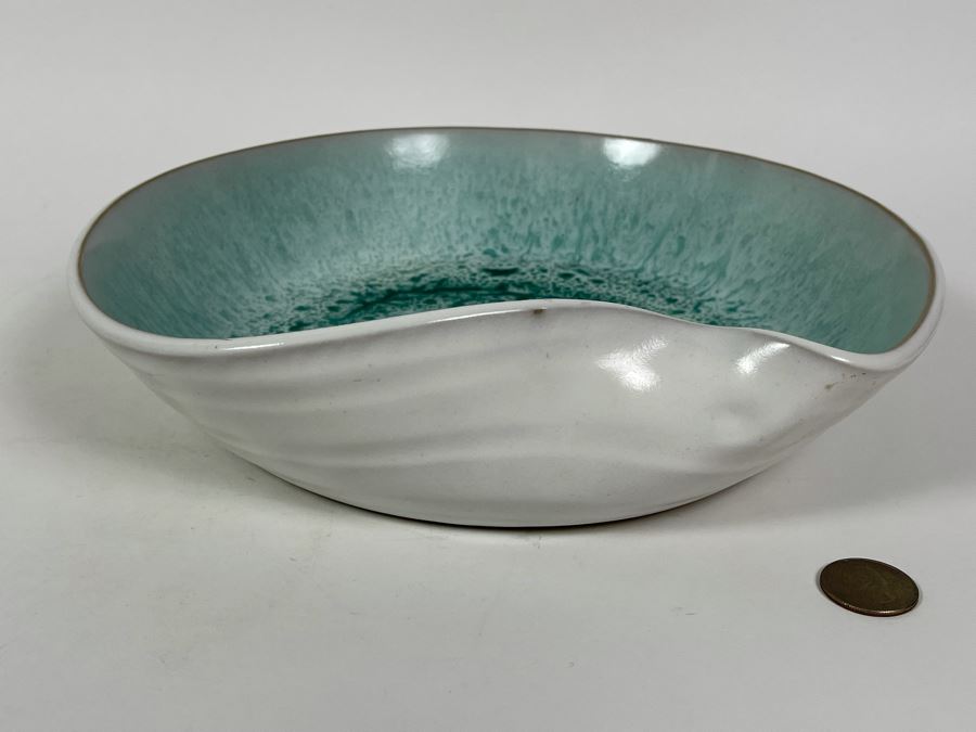 Signed Asian Art Pottery Bowl Wave Design 10.5W X 10D X 3H [Photo 10]