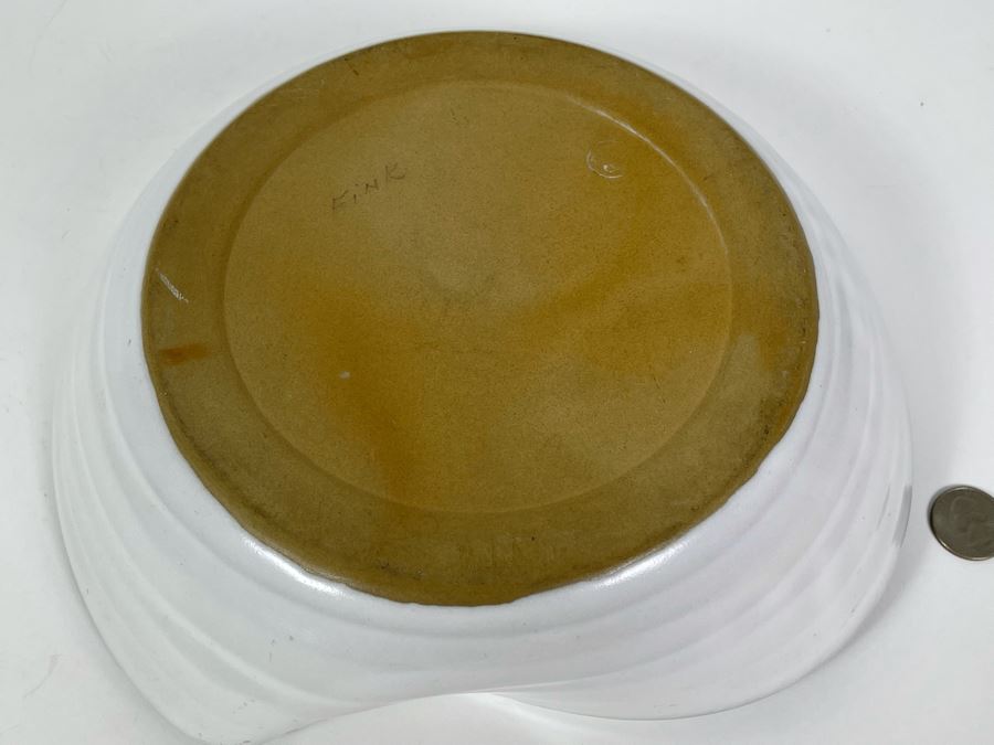 Signed Asian Art Pottery Bowl Wave Design 10.5W X 10D X 3H [Photo 11]