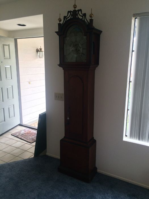 American Tall Case Cherry Wood Grandfather Clock [Photo 29]