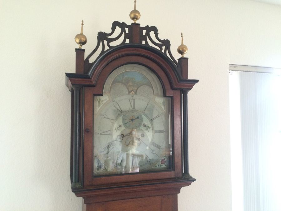 American Tall Case Cherry Wood Grandfather Clock