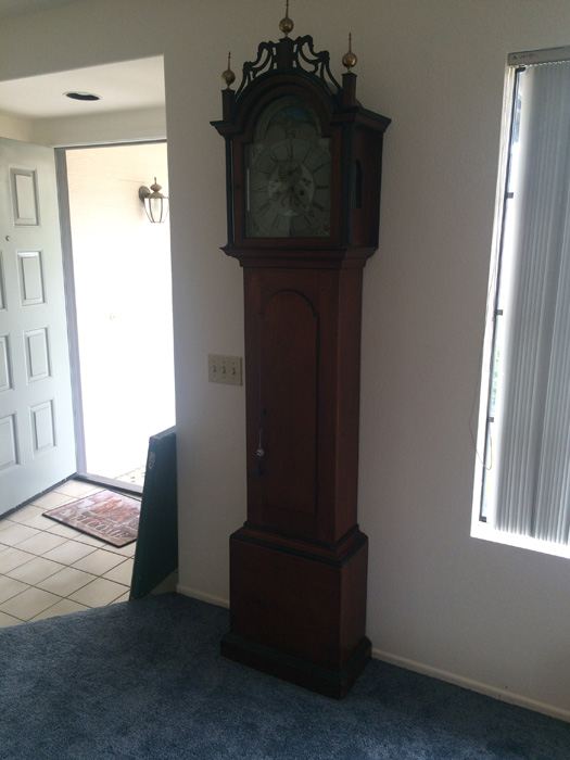 American Tall Case Cherry Wood Grandfather Clock [Photo 28]