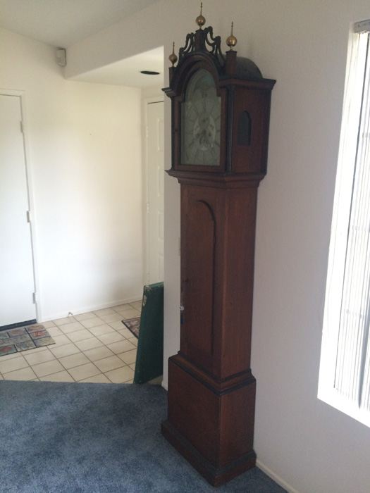 American Tall Case Cherry Wood Grandfather Clock