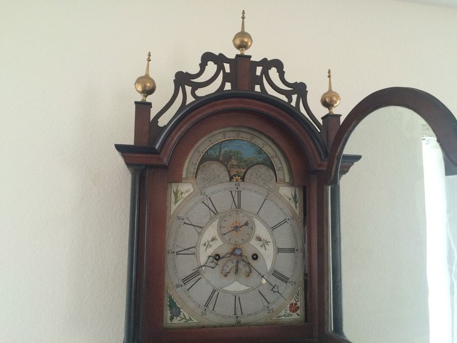 American Tall Case Cherry Wood Grandfather Clock [Photo 4]