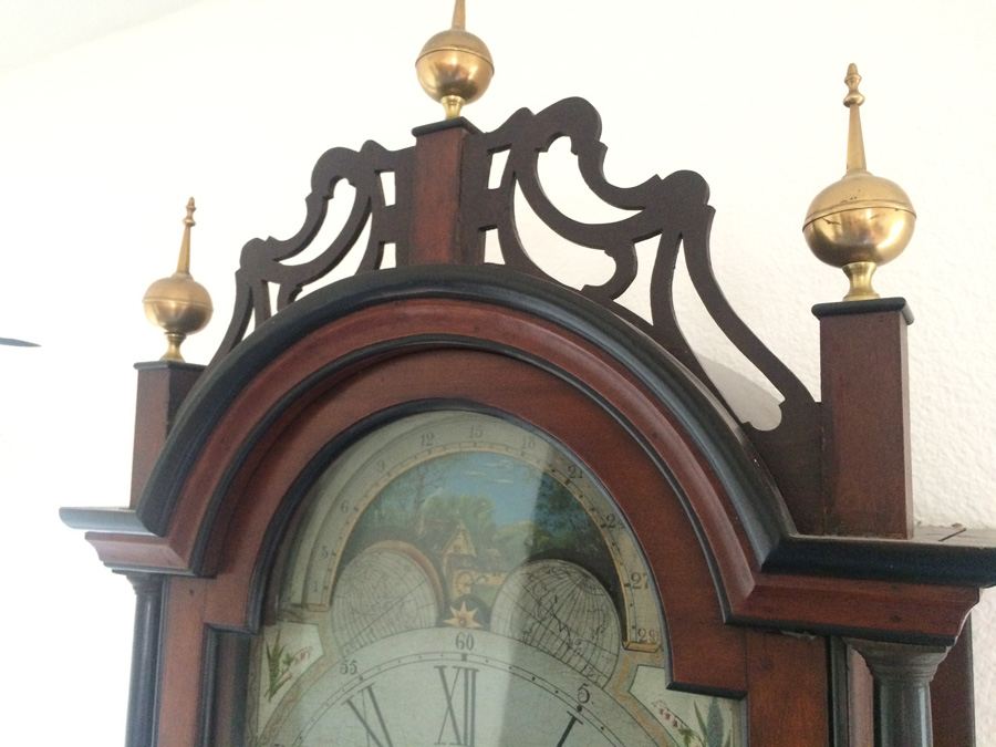 American Tall Case Cherry Wood Grandfather Clock [Photo 26]