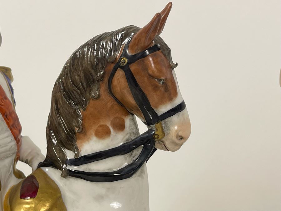 Pair Of Handpainted Porcelain Horses Figurines Titled Soult And Pajol Made In German Democratic Republic 9W X 4.5D X 12H [Photo 14]