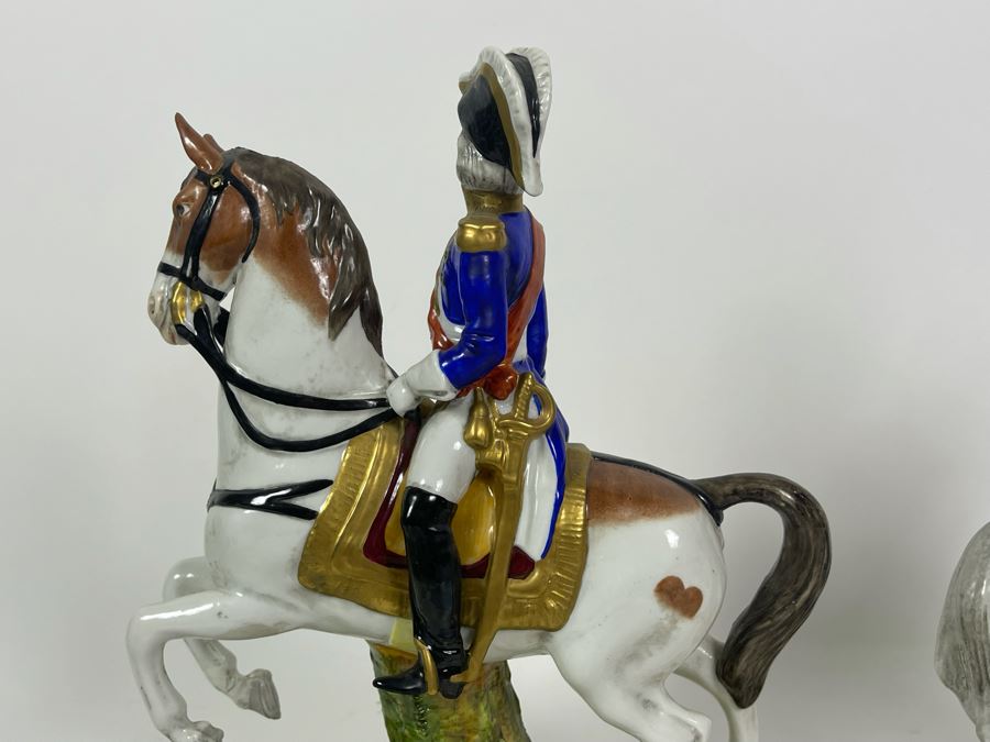 Pair Of Handpainted Porcelain Horses Figurines Titled Soult And Pajol ...