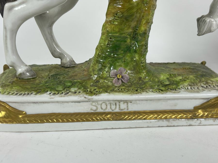 Pair Of Handpainted Porcelain Horses Figurines Titled Soult And Pajol Made In German Democratic Republic 9W X 4.5D X 12H [Photo 11]