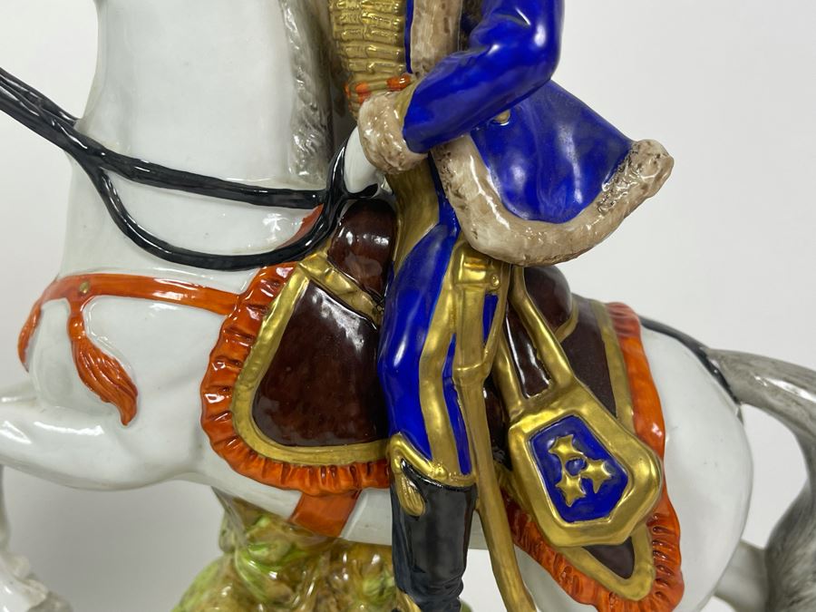 Pair Of Handpainted Porcelain Horses Figurines Titled Soult And Pajol Made In German Democratic Republic 9W X 4.5D X 12H [Photo 8]