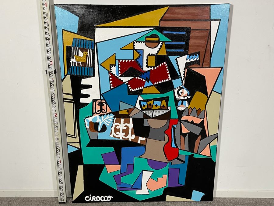 Nick Cirocco Large Original Cubist Oil Painting On Canvas Modern Abstract Cubism 3' X 4' [Photo 3]