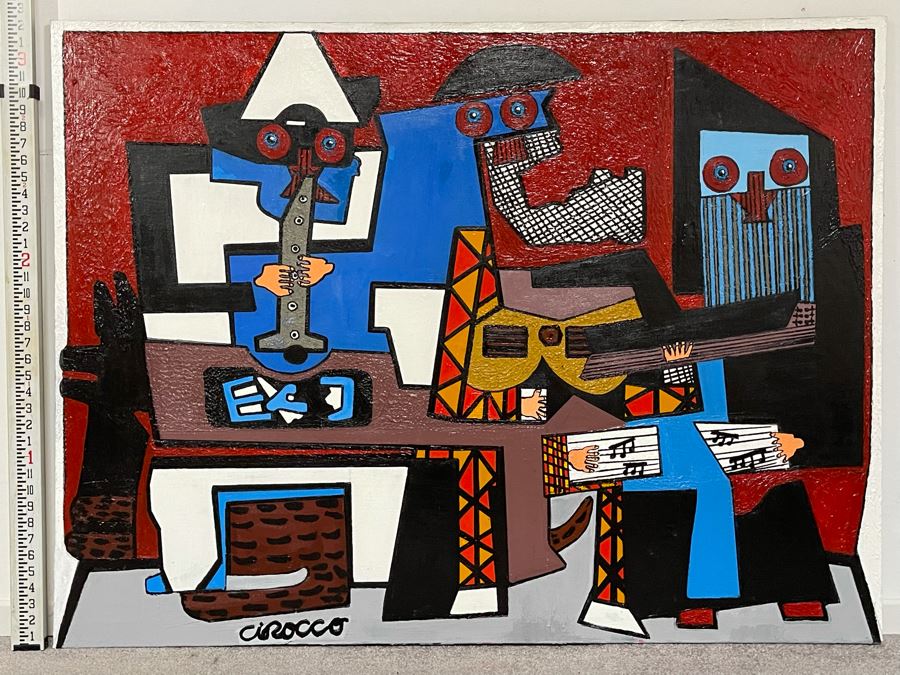 Nick Cirocco Large Original Cubist Oil Painting On Canvas Modern Abstract Cubism 4'3' X 3'3'