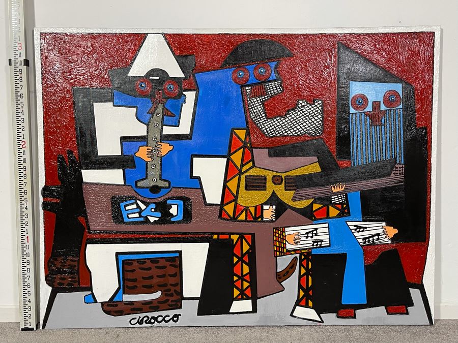 Nick Cirocco Large Original Cubist Oil Painting On Canvas Modern Abstract Cubism 4'3' X 3'3' [Photo 2]