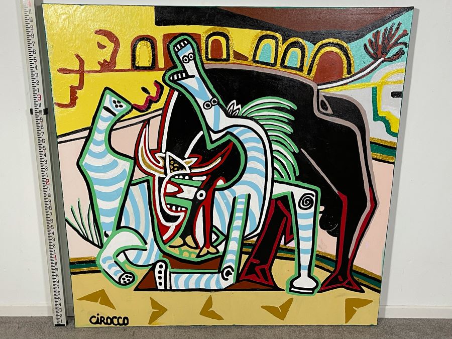 Nick Cirocco Large Original Cubist Oil Painting On Canvas Modern Abstract Cubism 4' X 4' [Photo 2]