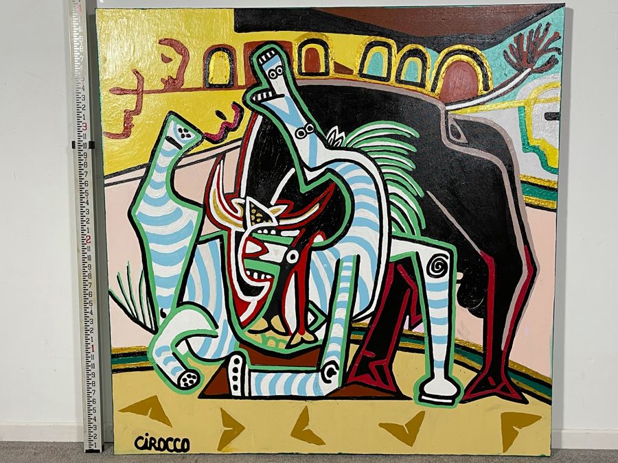 Nick Cirocco Large Original Cubist Oil Painting On Canvas Modern Abstract Cubism 4' X 4' [Photo 5]